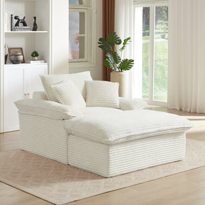 English Elm 51.97 modern cushioned compression single seat sofa with oversized footrest deep plush seating for comfort and support White W3396P330951