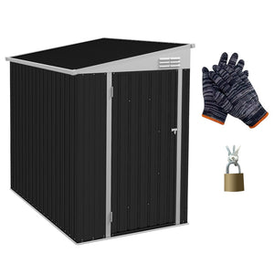 English Elm Outsunny 4' X 6' Lean-To Metal Storage Shed With Lockable Door & Vents For Secure Outdoor Organization W2225P174116-GIGA