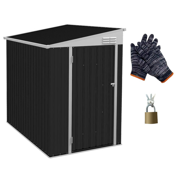 English Elm Outsunny 4' X 6' Lean-To Metal Storage Shed With Lockable Door & Vents For Secure Outdoor Organization W2225P174116-GIGA
