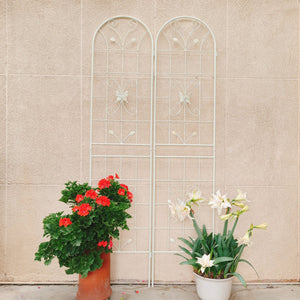 English Elm 4 Pack Powder Coated Steel Garden Trellis Panels Rustproof Vertical Vine Support Outdoor Cream White W1586P151252