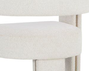 Sunpan Adamina Dining Armchair - Rhea Light Barley, Stylish Gold Stainless Steel Legs, Contemporary Design