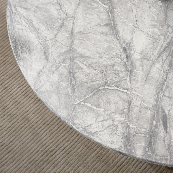 English Elm 47" Round Marble Dining Table - Chic Faux Marble Top & Gold Stainless Steel Base - Versatile & Durable Design For Any Space W3456S00009