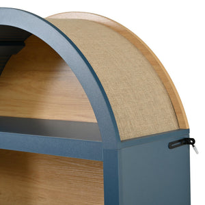 English Elm 3-piece Farmhouse Entertainment Center with Arched Glass Doors and Open Tower Shelving Blue N721S000070C