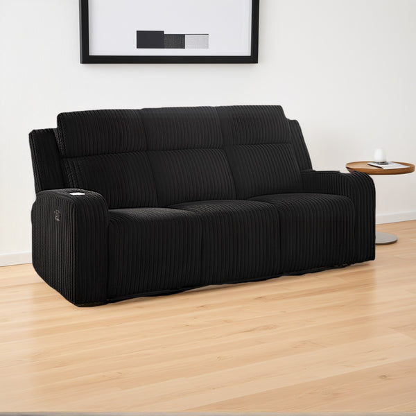 English Elm 2+3 Seat Corduroy Reclining Sofa Set with Bluetooth Speaker and Wireless Charging Console W3900S00017