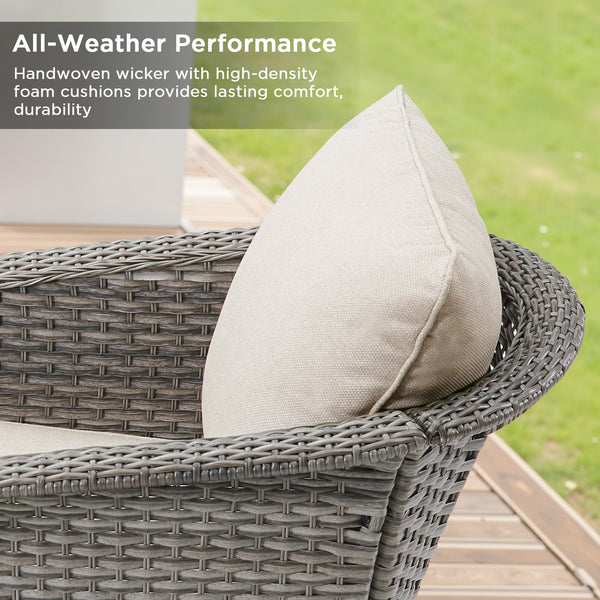 English Elm Outdoor Swivel Glider Wicker Chairs Set of 2 with All-weather Pe Rattan Porch Seating T3773P418582