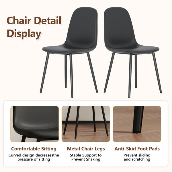 English Elm Table And Chair Set - Modern 71" White Grain Dining Table With Storage & 6 Black Pu Upholstered Chairs W1151S04265-GIGA