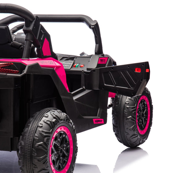 English Elm 24v Two Seat Kids Electric Utv with Parental Remote Suspension Off Road Ride On Pink W1578P184801