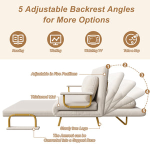 English Elm 46" Wide Corduroy Sleeper Sofa Bed Convertible Folding Chair for Two with Adjustable Backrest W2700P431033
