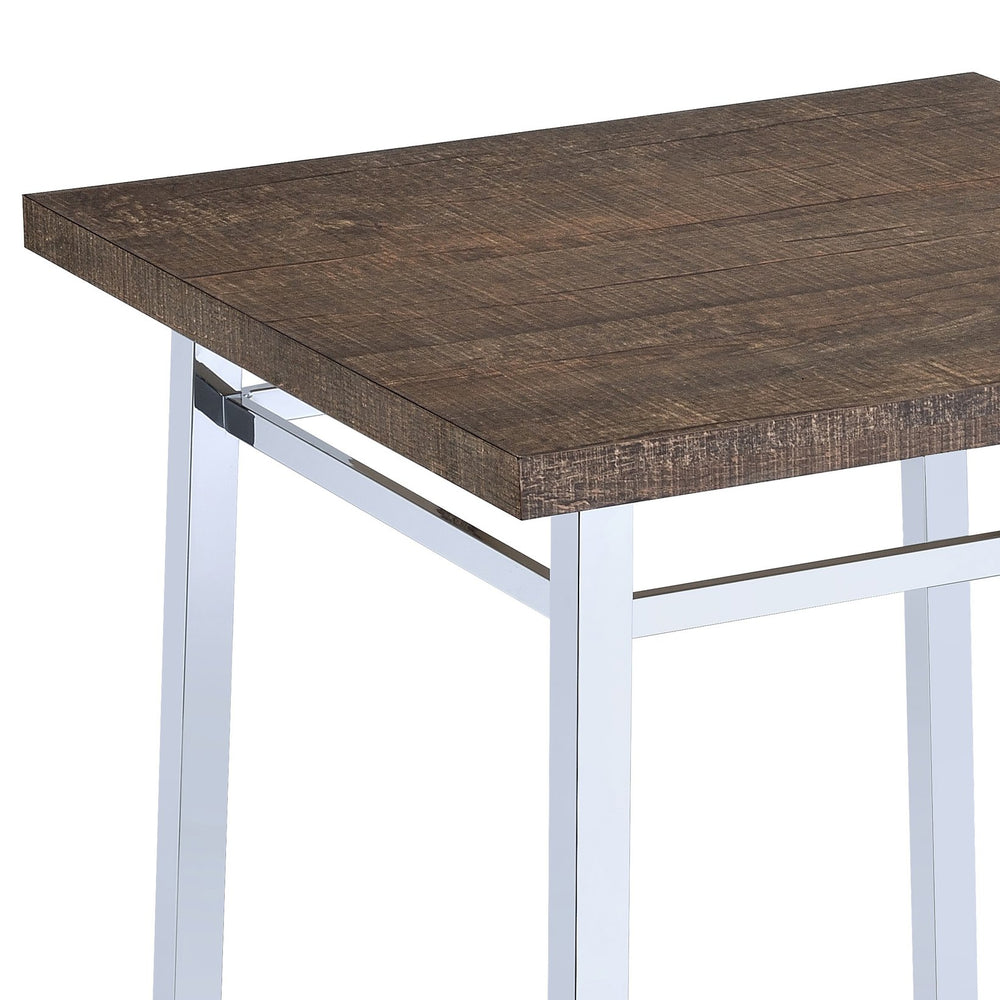 English Elm Nadia Oak and Chrome Bar Table – Contemporary Oak Top with Chrome Base, Space-Saving Rectangular Design B2726P243288