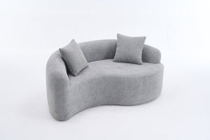 English Elm LY-042 Zen-Inspired S-Curved Dual-Depth Loveseat with Chenille Upholstery, Ready-to-Use Comfort Light Gray W2231P329726