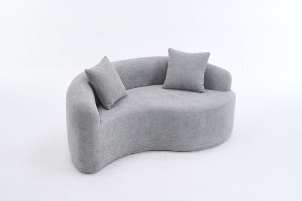 English Elm LY-042 Zen-Inspired S-Curved Dual-Depth Loveseat with Chenille Upholstery, Ready-to-Use Comfort Light Gray W2231P329726