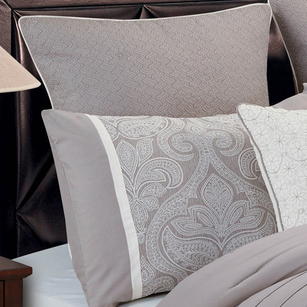 English Elm Winthrop 9-Piece Queen Comforter Set – Elegant Grey Jacquard Bedding Ensemble With Decorative Pillows B340P340581-GIGA