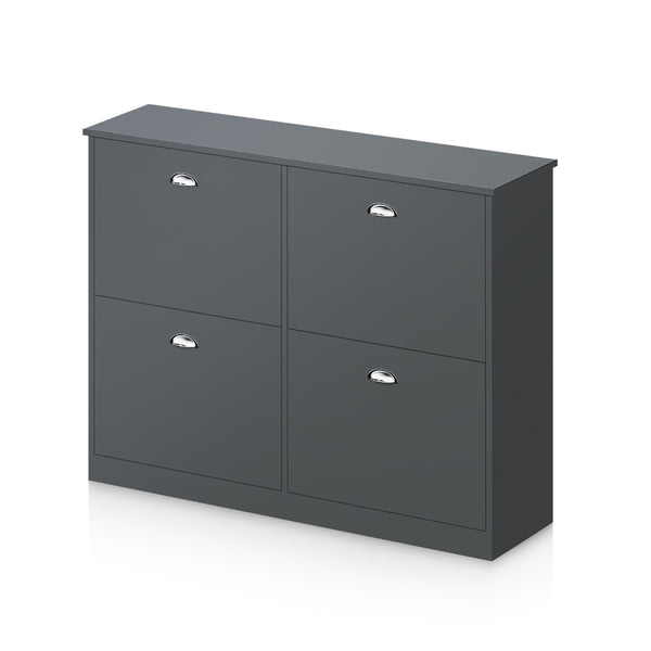 English Elm Shoe Cabinet Slim Flip-Top Rack with 4 Adjustable Drawers, Anti-Tip Entryway Organizer, Compact Gray W2386P308737