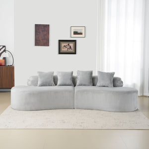 English Elm Modern curved modular sofa with dark plush upholstery, ergonomic design, versatile multi-seat lounge solution for contemporary living rooms LIGHT GREY W3612S00007
