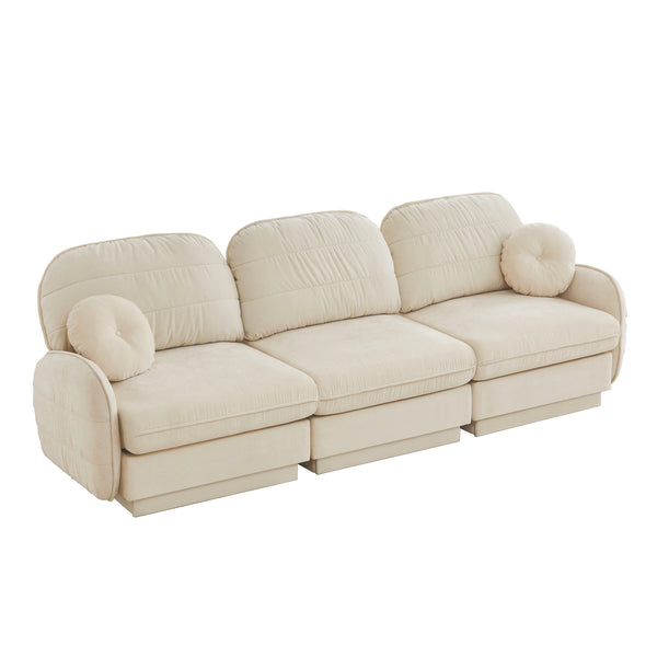 English Elm 105" Chenille Cloud Sofa Deep Seat Three Seater with Quilted Back for Living Room W714S01750