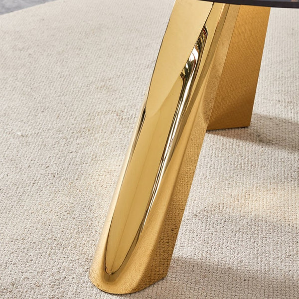 English Elm The 42-Inch Round Gold-Plated Granite Table - Luxurious Sintered Stone For Dining & Meetings, Seats 4-6 W2920S00004-GIGA