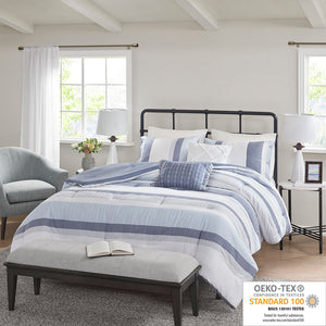 Madison Park Allegany Casual 5 Piece Jacquard Comforter Set MP10-7873 Blue