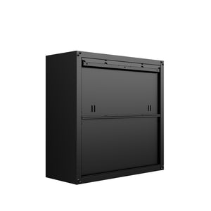 English Elm Floating Wall Mounted Garage Cabinet with Locking Doors and Diamond Texture Exterior Charcoal Grey B365P398222
