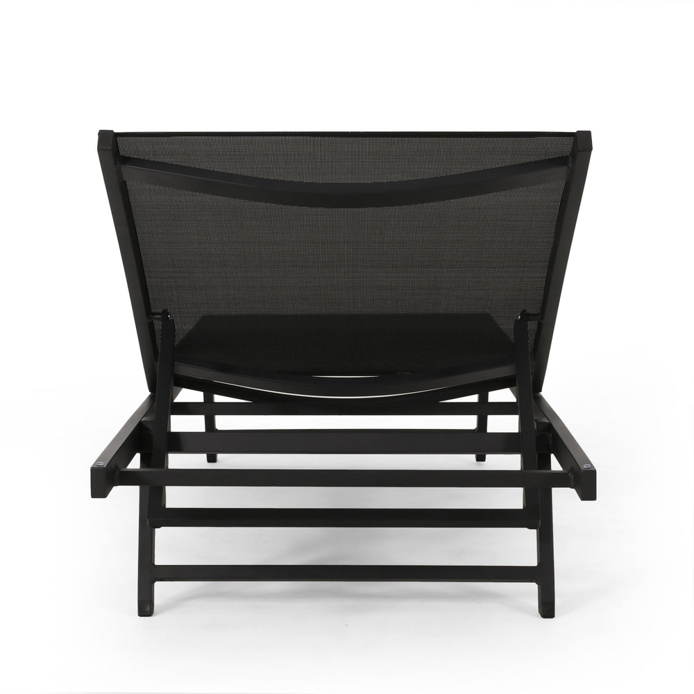English Elm Christopher Knight Home® - SALTON Chaise Lounge with Breathable Nylon Mesh Seating, Lightweight Recliner for Outdoor Comfort and Style Black 60919.00BLKMSHMP2