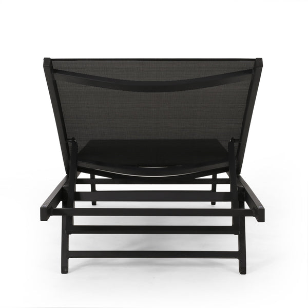 English Elm Christopher Knight Home® - SALTON Chaise Lounge with Breathable Nylon Mesh Seating, Lightweight Recliner for Outdoor Comfort and Style Black 60919.00BLKMSHMP2