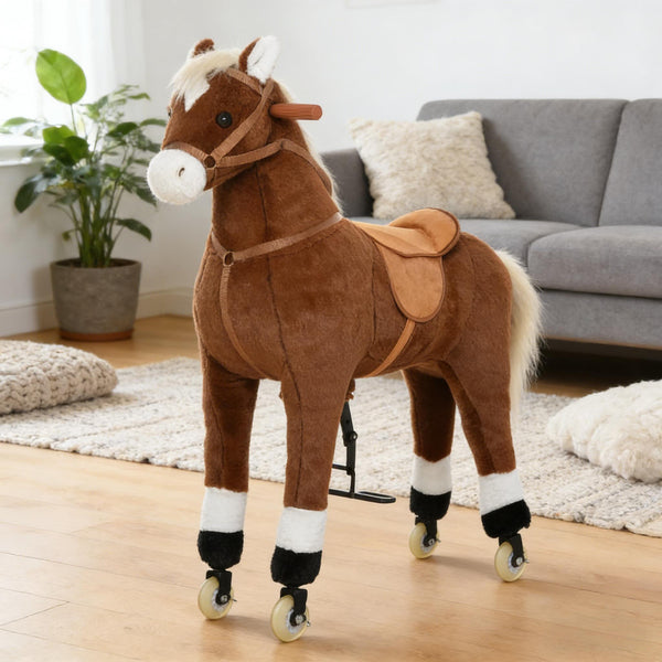 English Elm Large Plush Walking Horse Ride on Toy Pedal Powered for Kids Ages 5 to 16 T3971P442229