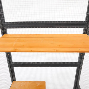 English Elm Outdoor Pine Wood Catio Enclosure with Platforms Condos and Walk-in Access for Cats N719P283198B