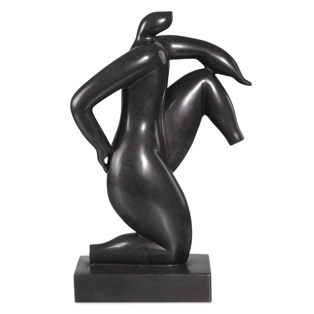 Greek Runner Black Marble Sculpture - Contemporary Design with Polished Finish for Elegant Spaces