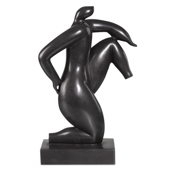 Greek Runner Black Marble Sculpture - Contemporary Design with Polished Finish for Elegant Spaces