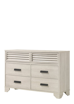 English Elm 1pc Modern 9-Drawer Dresser with Round Knobs, Gunmetal Wood-Pattern Finish, Stylish Bedroom Storage Beige 63.9 L x 19.02 W x 38.39 H B2741P346329