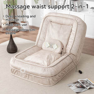 English Elm Upholstered Velvet Floor Lounger with Adjustable Back Massage Pillow for Adults and Pets W1170P282474