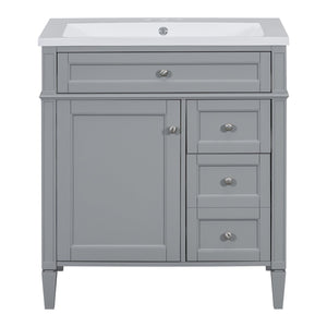 English Elm 30'' Modern Bathroom Vanity With Soft-Close Drawers, Durable Resin Sink & Chic Storage Solutions SW000122AAE-2