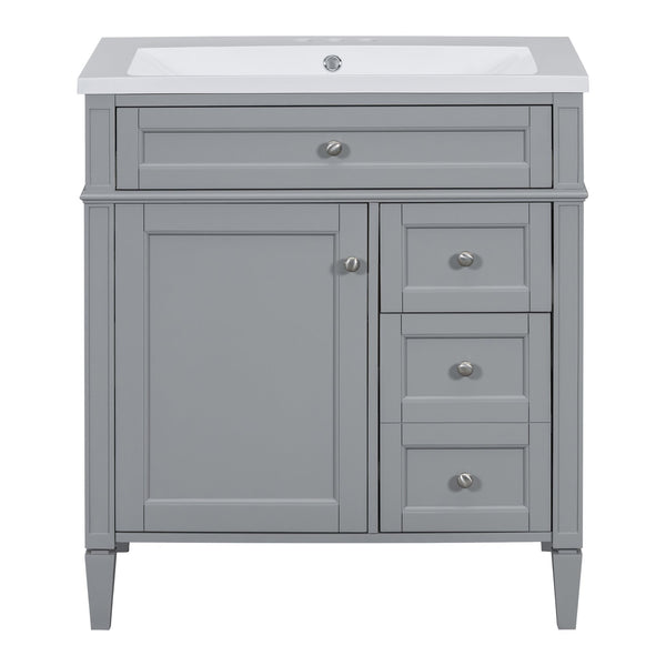 English Elm 30'' Modern Bathroom Vanity With Soft-Close Drawers, Durable Resin Sink & Chic Storage Solutions SW000122AAE-2