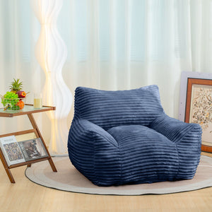 English Elm Bean Bag Lounge Chair Oversized Corduroy Shredded Foam Armrest Adult Floor Sofa Blue W2510P237807