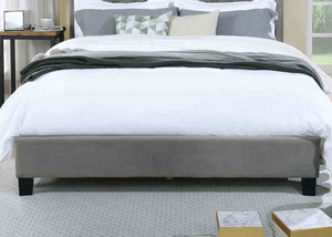 English Elm Modern Wingback Eastern King Bed Velvet Upholstered Tufted Headboard Bedroom Frame Gray B2741S00847