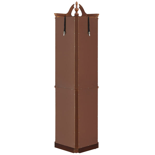 English Elm Walnut Corner Display Cabinet with Mirrored Back Lit Glass Shelves for Living Room W1693P176659
