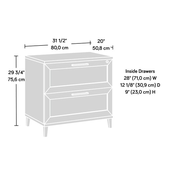 English Elm Lateral File Cabinet In Sleek Black - Secure Storage With Lockable Drawers & Smooth Full-Extension Slides B356P402776