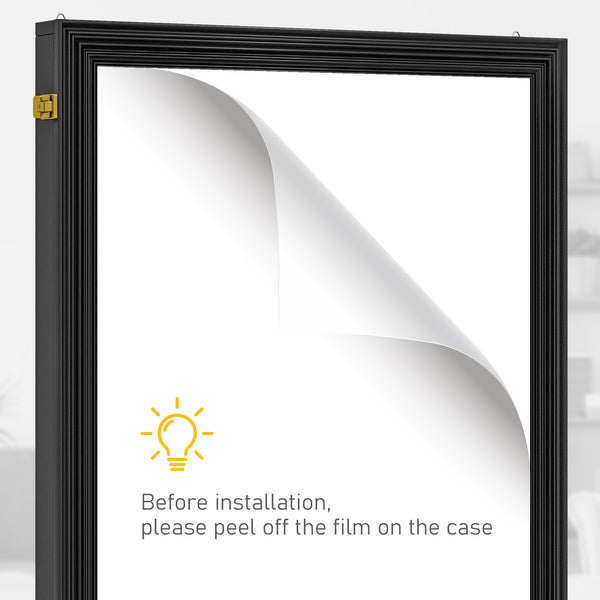 English Elm HOMCOM Black 24x32 Jersey Display Case – UV-Resistant Acrylic Shadow Box with Lockable Latches and Keys for Memorabilia Display and Wall Hanging W2225P217952