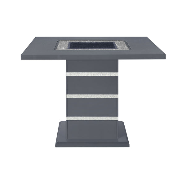 English Elm ARIYA Dark Grey Bar Table & Stool Set – Contemporary Solid Wood/MDF Pedestal, Glass Inlay Finish B201S00448