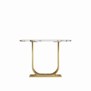 English Elm Accent Console Table Sculptural Black Gold Metal Legs Slim Entryway Hallway Decor W2263P395487