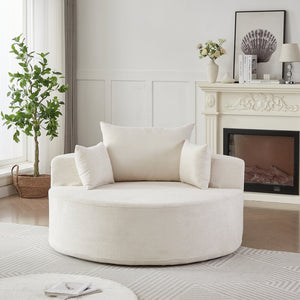 English Elm 55'l Chenille Round Sleeper Chair Fluffy Sculptural Seat for Living Room or Bedroom W834P401582