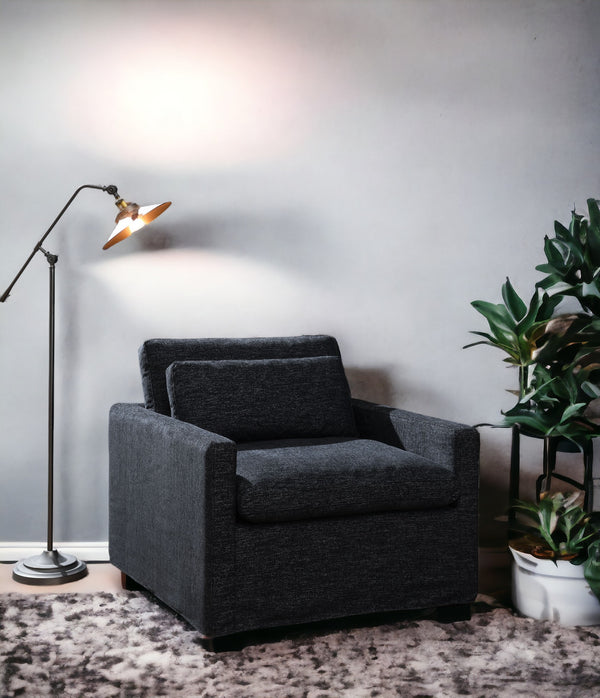 English Elm Naveen Dark Gray Fabric Swivel Chair with Toss Pillow — Plush Foam Seat, 360° Smooth Swivel, Sturdy Wood Frame B2726P242442