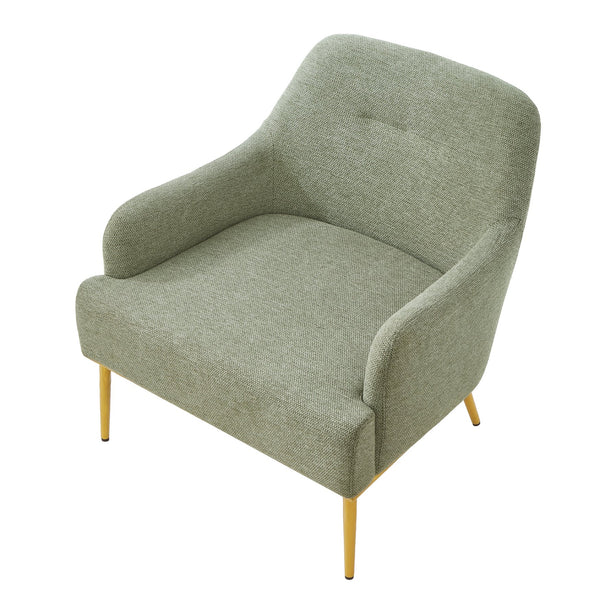 English Elm Modern Chenille Armchair with Curved Back Gold Legs Plush Accent Seat for Any Room Green N763P360684F