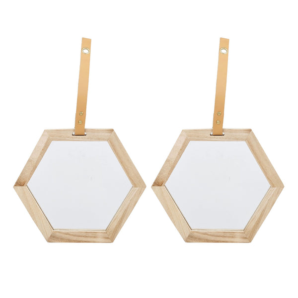 English Elm Harlan Hexagon Mirrors Set Of 2 - Modern Nordic Wall Decor For Home, Entryway & Gallery Spaces W2078P218036