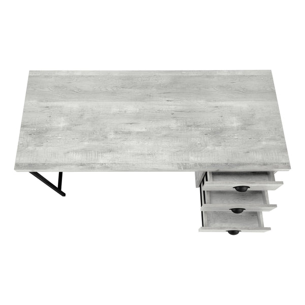 English Elm Computer Desk with Reclaimed Wood-Look Top, 3 Drawers, Compact 55" Workspace, Sturdy Metal Base Grey 60 L x 27 W x 6 H B2710P219793