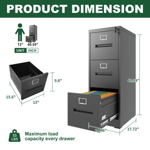 English Elm 3 Drawer Steel Vertical File Cabinet with Lock for Home Office Legal Letter Folders T2398P272052