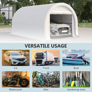 English Elm Outsunny 10x16 Portable Carport Steel Frame Pe Canopy Shelter for Vehicles Gear White W2225P200868