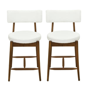 English Elm Christopher Knight Home® - Mid Century Modern Counter Stools Set Of 2 - Stylish Walnut Frame With Plush Beige Boucle Seats N771P205427T