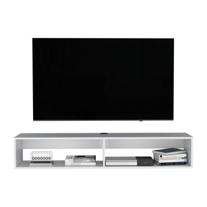 English Elm Warrior Floating TV Stand 59" Wall Shelf with Two Open Shelves, Cable Management, Sturdy 50lb Capacity White 65 L x 18 W x 3.6 H B070P224231