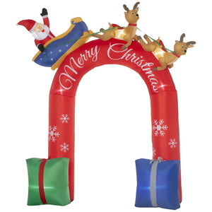English Elm Outsunny 9Ft Inflatable Christmas Arch With Santa Riding Sled - Led Yard Decor For Festive Cheer W2225P249974-GIGA