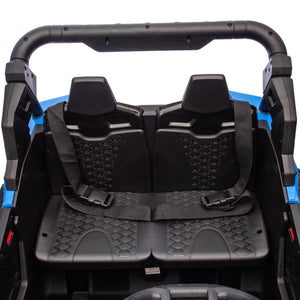 English Elm 24v Two Seat Kids Electric Utv with Parental Remote Suspension Off Road Ride On Blue W1578P184799